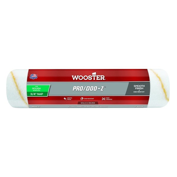 Wooster 12" Paint Roller Cover, 3/4" Nap Nap, Woven 0RR6440120